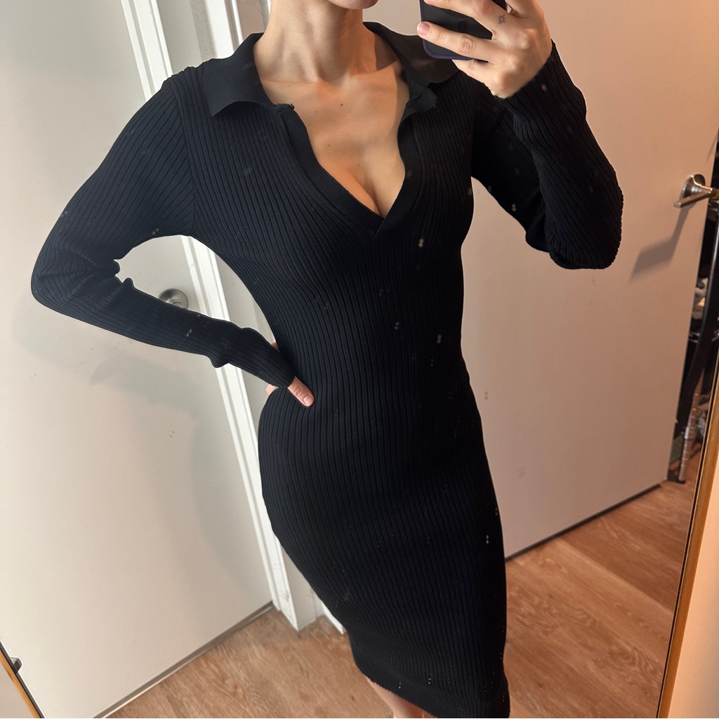 Nwt Issey Miyake Archive Black Long Sleeve Rib Dress
